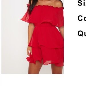 Pretty little thing red ruffle dress!
